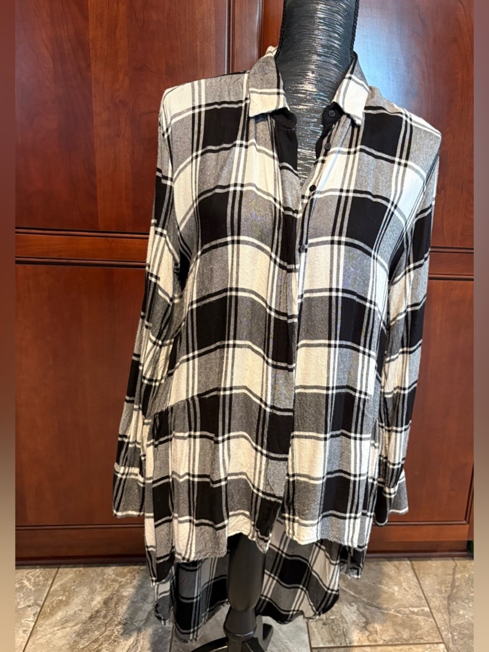 Zara Black and White Plaid Shirt